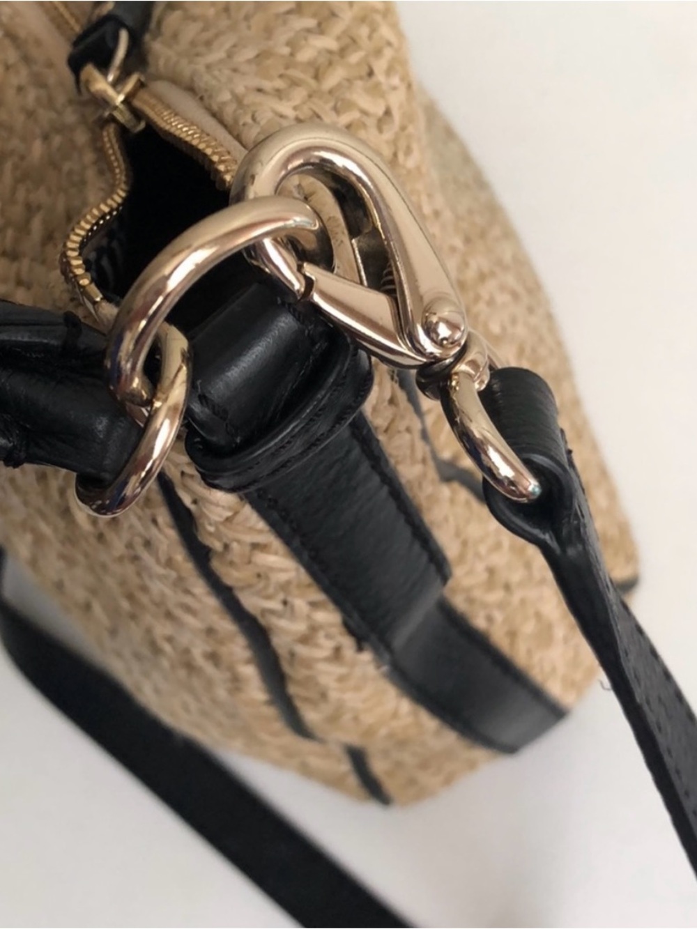 kate spade Natural Straw Shoulder Bag with Black Trim - Picture 8 of 9